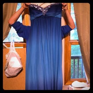 Beautiful fading blue strapless dress
